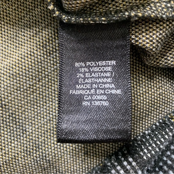 RW&Co Woven Plaid Blouse With Military Shoulder Detail & Crop Sleeves Grey Sz XS - Picture 8 of 9